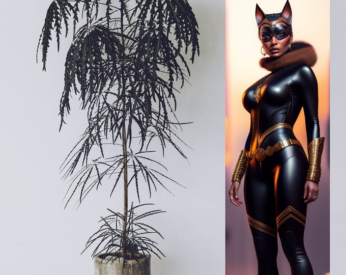 Egyptian Goddess Bastet Painting 1 | Black Girl Art | Feminist Print | Femme Painting | Girly Aesthetic | Black Culture | Power And Equality