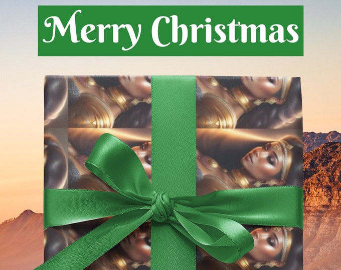 Gift Wrapping Paper with Egypt Queen Cleopatra Painting 36, Christmas Presents, Birthday Gifts for Her, Black Art, Eco Friendly, Arts -Gifts