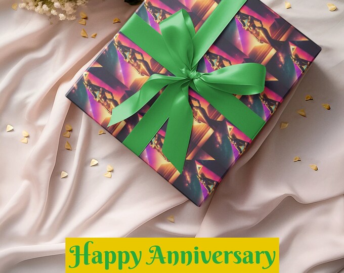 Gift Wrapping Paper with Queen Nefertiti Painting 45, Xmas Presents, Birthday Gifts for Best Friends, Graduate, Romantic, Family, Black Art