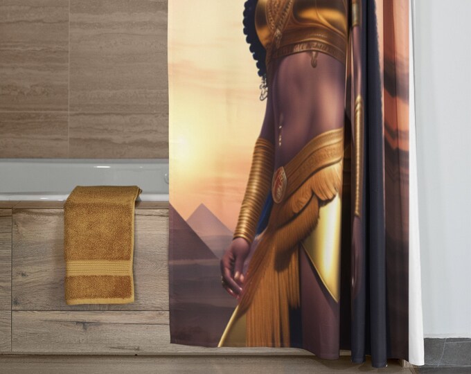 Shower Curtains with Goddess Isis Egyptian Painting, Bathroom Art, Home Decor, Extra Long Curtains, Fine Art, Gift for Her Arts -Gifts