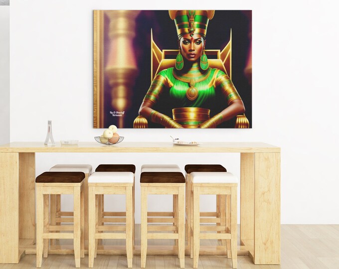Queen Nefertiti Painting 2 | Black Woman Wall Art | Modern | Woman Portrait | Young Woman | Tree of Knowledge | House Decor | Black Art