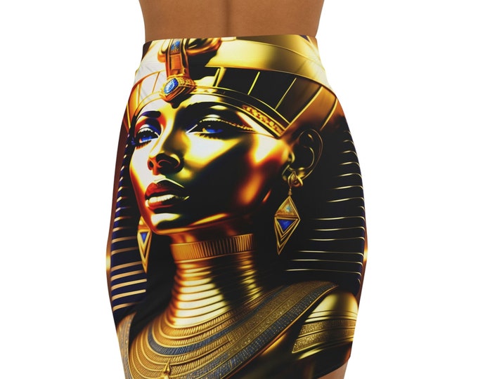 Goddess Isis Statue Painting 1 Mini Skirt | Spring Clothing | Basic Versatile Stretchy | Grace Modest Skirt | Stretch Knit | Fairy Skirt