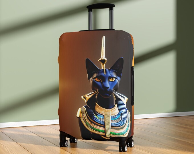 Luggage Cover Of Goddess Bastet Painting 3, Suitcase Wrap, Travel Bag Cover, Black Art, Luggage Protector, Suitcase Covers, Arts -Gifts