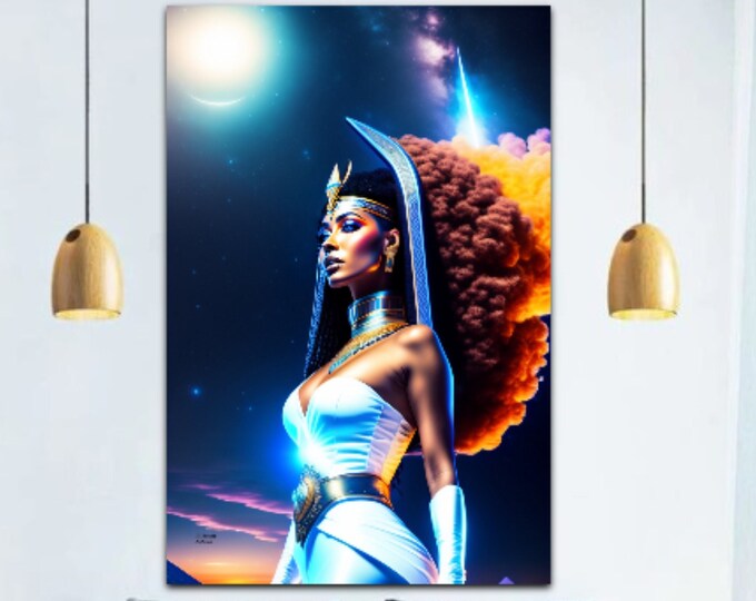 Egyptian Goddess Isis Painting 19, Wall Art, Wall Decor, Art Prints, Afro Png, Black Artwork, African Art, Egyptian Decor, Egyptian Art