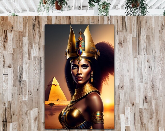 EGYPTIAN GODDESS ISIS Painting 25, Signed ' Art, Modern, Body Positive Art, Black Art Canvas Wall Art, Thoughtful Gift for Her, Home Decor