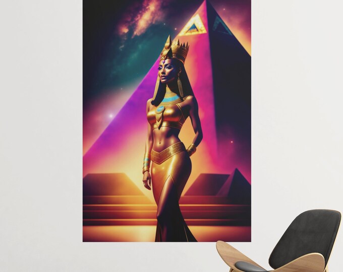 QUEEN NEFERTITI Canvas Painting 45 | Mid Century Modern | Unique Wall Art | Engagement Gift for Friend | Tree of Knowledge | Black Art