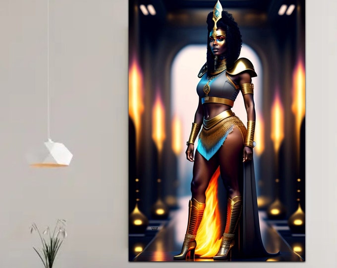 Goddess Oshun Canvas Painting 2 | Large Canvas Wall Art | Modern Art | Yoruba Goddess of Love, Marriage & Beauty | Gifts for Couple |Her Him