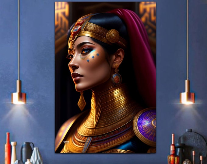 Egyptian Queen Cleopatra Painting 4, Wall Art, Home Decor, Dorm, Mid Century Modern, Thoughtful Gift for Her, Woman Portrait, Arts -Gifts
