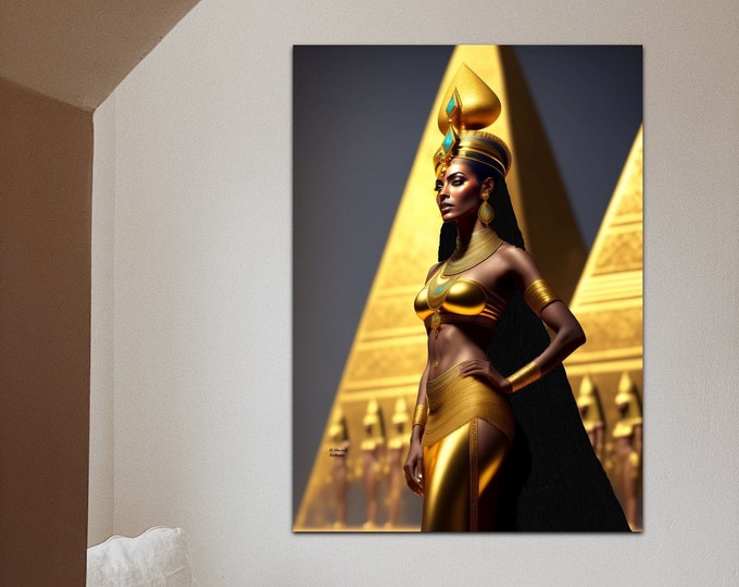 EGYPTIAN QUEEN NEFERTITI Painting 31 | Large Canvas Wall Art | African American Art | Black Art | Modern Art | House Warming New Home Gift