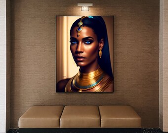 Egyptian Queen Cleopatra Painting 20, Canvas Art, Acrylic Painting, Wall Decor, Large Wall Art, Buy Art, Black Female, Afrocentric Art