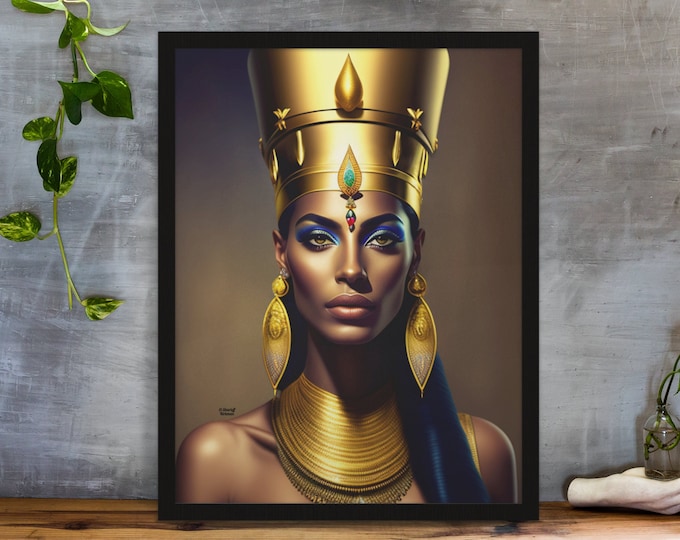 EGYPTIAN QUEEN NEFERTITI Painting 8, Wall Art, Woman Portrait, Young Woman, Black Glamour, House Décor, Office, Dorm, Black Art, Arts -Gifts