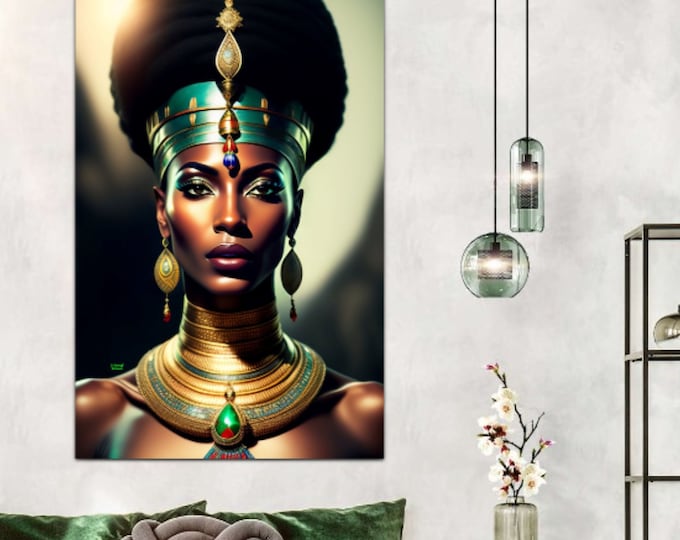 Egyptian Queen Cleopatra Painting 9, Wall Art, Canvas, Home Decor, Office, Dorm, Gifts for Women, Black Art, African Decor, Arts -Gifts