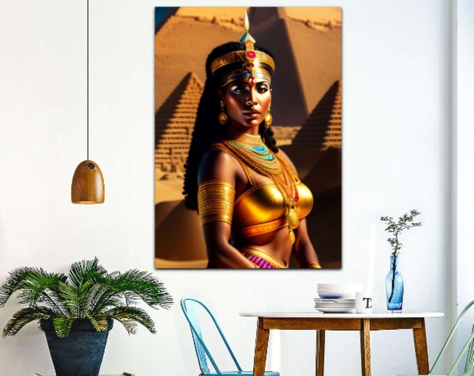 Egyptian Goddess Isis ' Painting 30, Canvas, Wall Art, Pyramids, Home Decor, 21st Birthday Birthday Gift, African Black art home BEST gift