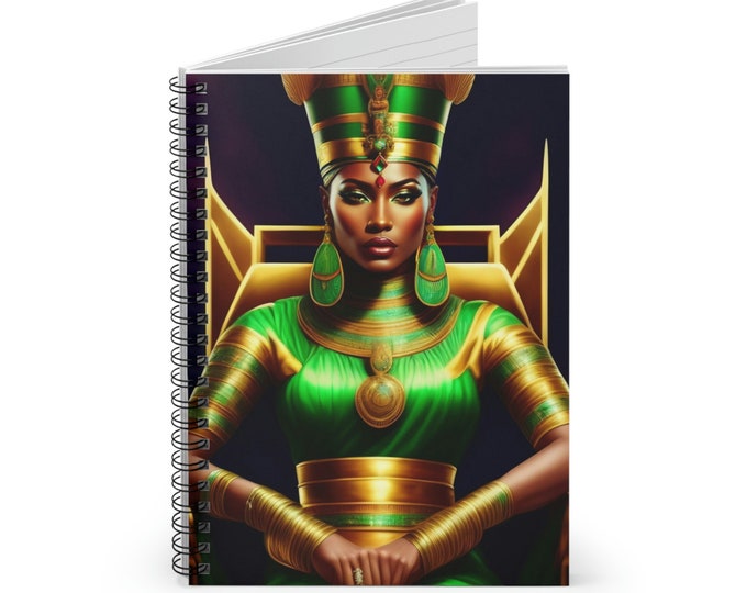 Spiral Notebook with Queen Nefertiti Painting 2, Lined Notebook, Spiral, Journals and Notebooks, Black Women Art, African Art, Egyptian Art