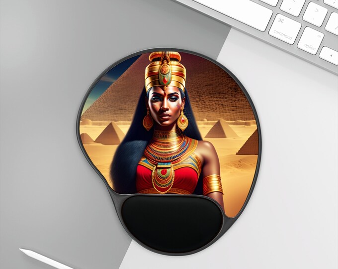 Ergonomic Mouse Pad with Goddess Isis Painting 28, School Gifts, Computer Mousepad, Desktop Mat, New Job Gift, Afrocentric Art, Black Art