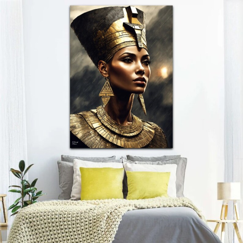 Ancient Egypt Inspired Queen Nefertiti Egypian Art Painting 3, Original ...