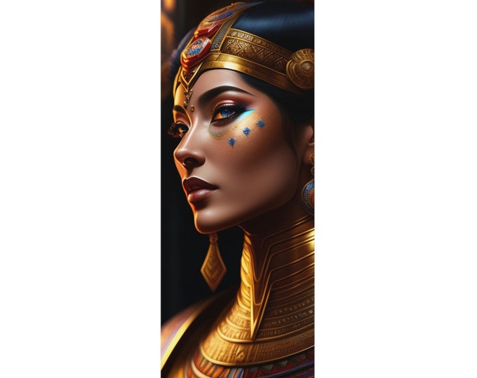 Egyptian Queen Cleopatra Yoga Mat 4, Thick Yoga Mat, Pilates, Fitness, Exercise, Anti Skid, Naturally Rubber, African Art, Black Artwork
