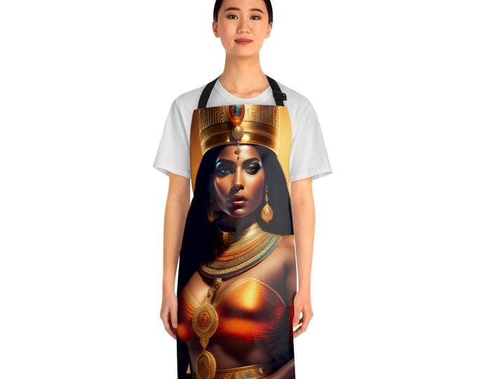 Apron with Egyptian Queen Nefertiti Painting 18, Apron with Pockets, Cooking Apron, Chef, BBQ Apron, Pottery Apronn, Artist, Black Queen