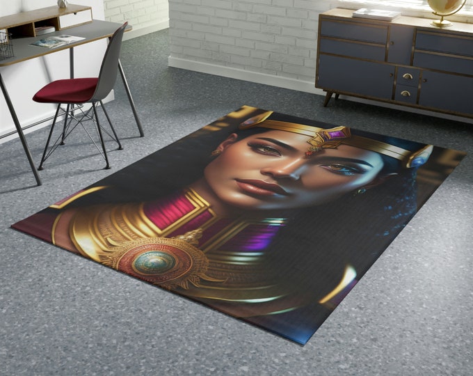 Queen Cleopatra Art Painted Rug 1, Kitchen Rug, Welcome Mat,Desk Mat, Egypt Mats, Thoughtful Gift for Her,Room Decor, African Rug - Painting