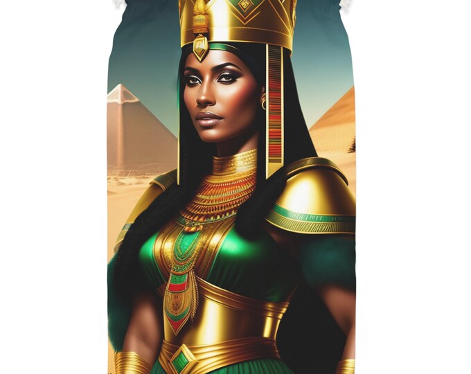 Christmas Santa Sack Bag with Queen Cleopatra Painting 11, Holiday Gift Bag, Xmas Decor, Velour Fabric, Black Artwork, Afrocentric Art