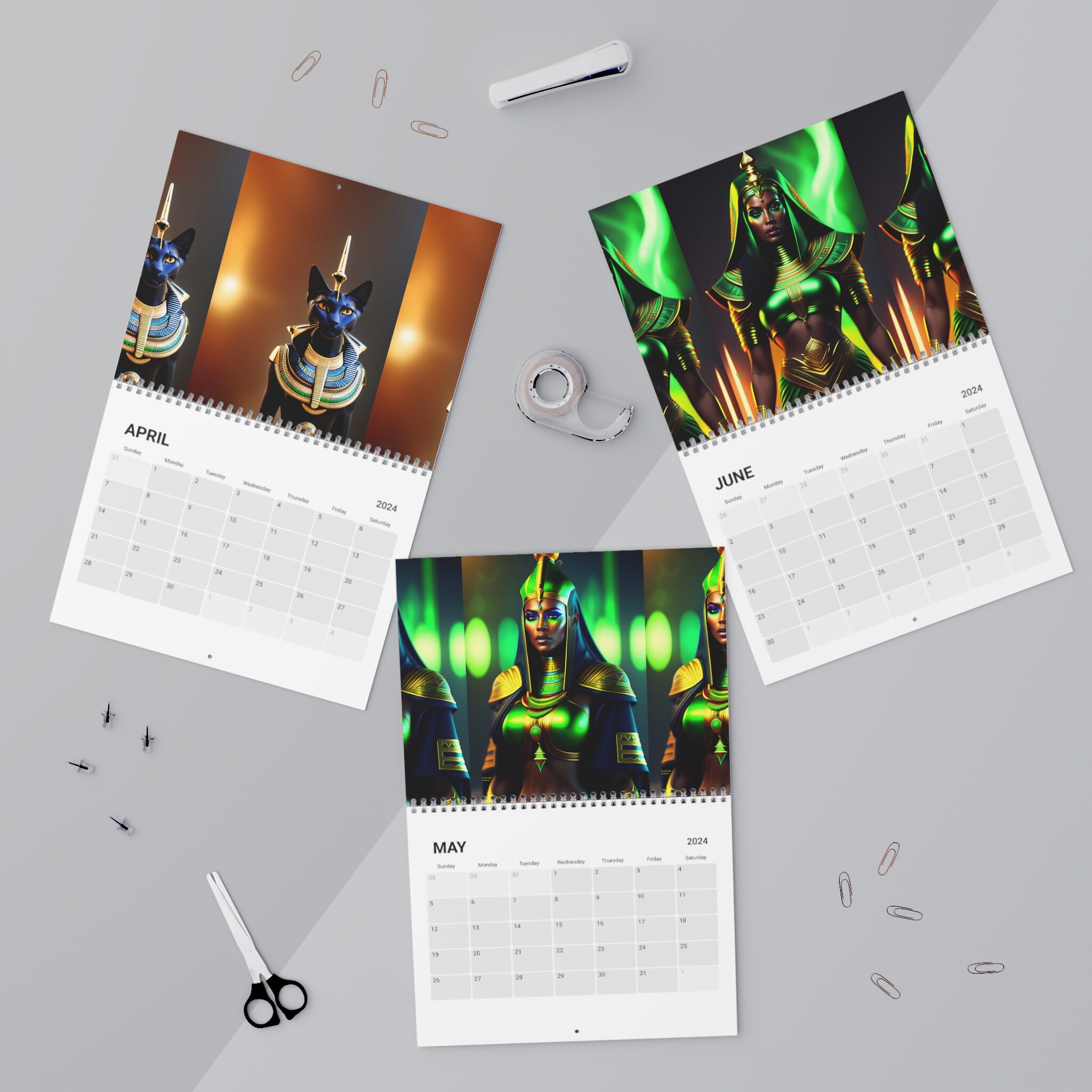 Egyptian Goddess 2024 Calendar, Monthly Calendar, 2024 Planner, 2024