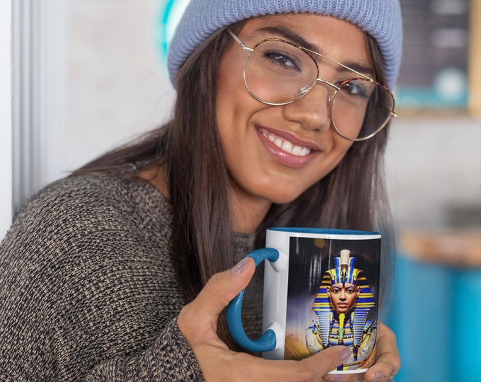 11oz Mug with King Tut Painting 1, Cuffee Mug, Tea Cup, Office Mug, Ceramic Presentation, Mug for Brand, Unique Gift for Coffee Lover, Arts