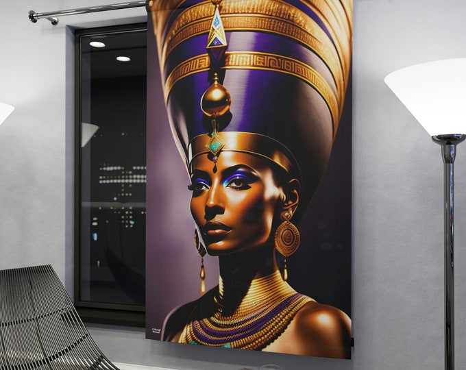 Queen Nefertiti Window Curtains | Window Curtain | Egyptian Decor | Wall Hanging | Window Treatment | Maat | Black Women Gifts | Black Owned