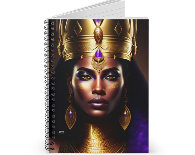 Spiral Notebook with Queen Nefertiti Painting 9, Lined Notebook, Spiral, Journals and Notebooks, Black Women Art, African Art, Egyptian Art