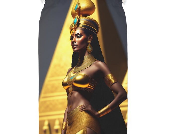 Christmas Santa Sack Bag with Queen Nefertiti Painting 31, Bag for Presents, Gift Bags, Velour Fabric, African Woman, Black Artist Painting