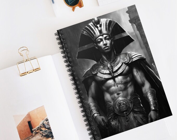 Spiral Notebook with Egyptian King Tut Painting 10, Lined Notebook, Wirebound, Journal, Notepad, Scrapbook, African Art, Black History, Man
