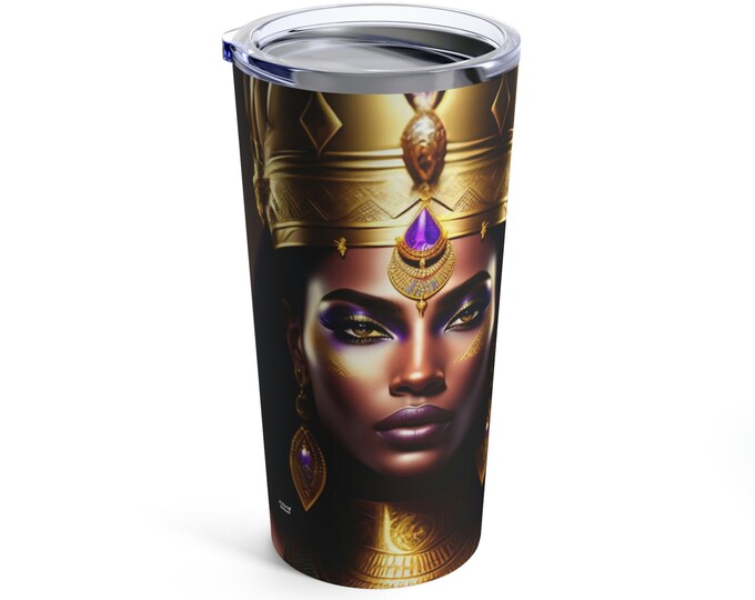 20oz Tumbler with Queen Nefertiti Painting 9, Coffee Cup, Drink Cup, Black Art, Tea, Office Mug, Gifts for Her, Espresso Cup, Arts -Gifts