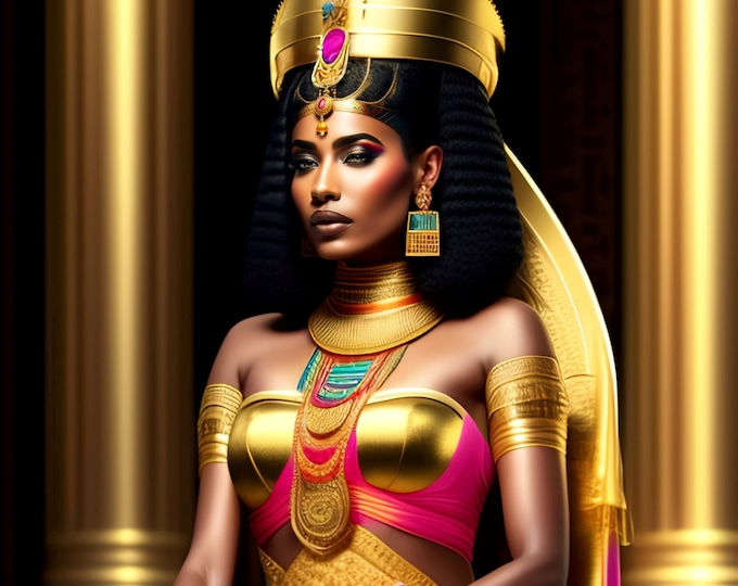 Queen Cleopatra Painting 14 | Woman Portrait Art | Diversity Art | Female Empowerment | Signed Fine Art | Printing Style Digital Download