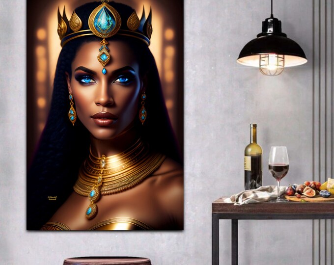 Egyptian Queen Cleopatra Painting 13, Wall Art, Black, Mid Century Modern, Office Decor, Home, Dorm, Thoughtful Gift for Her, Arts -Gifts,