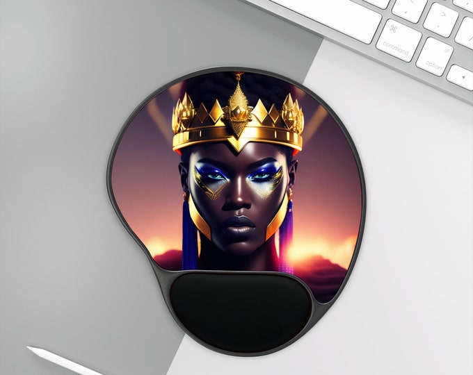 Ergonomic Mouse Pad with Goddess Isis Painting 3, School Gifts, Computer Mousepad, Desktop Mat, New Job Gift, Afrocentric Art, Black Art