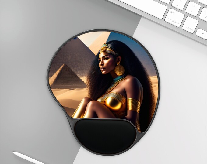 Ergonomic Mouse Pad with Goddess Isis Painting 26, School Gifts, Computer Mousepad, Desktop Mat, New Job Gift, Afrocentric Art, Black Art