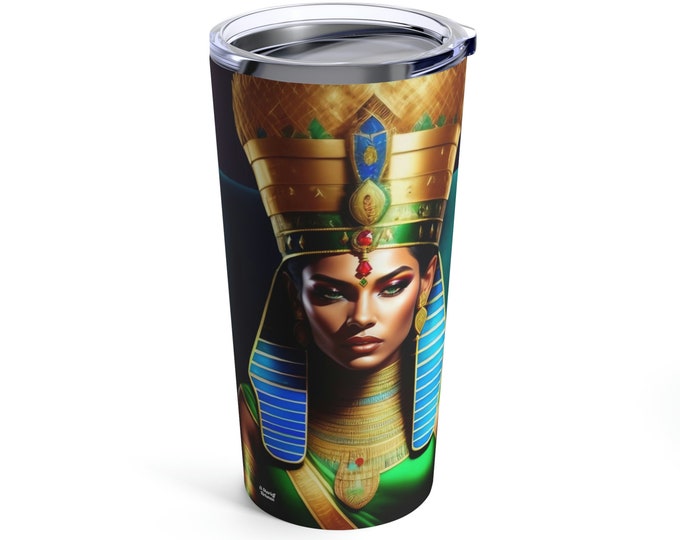 20oz Tumbler with Queen Nefertiti Painting 7, Coffee Cup, Drinkware, Black Art, Tea, Office Mug, Gifts for Her, Espresso Cup, Arts -Gifts