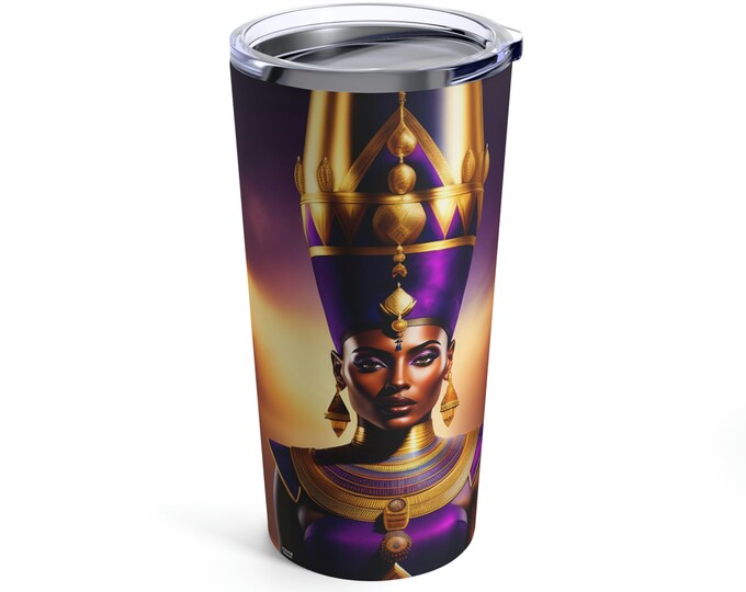 20oz Tumbler with Queen Nefertiti Painting 5, Coffee Cup, Drinkware, Black Art, Tea, Office Mug, Gifts for Her, Espresso Cup, Arts -Gifts