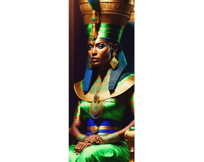 Egyptian Queen Cleopatra Yoga Mat 5, Thick Yoga Mat, Pilates, Fitness, Exercise, Anti Skid, Naturally Rubber, African Art, Black Artwork