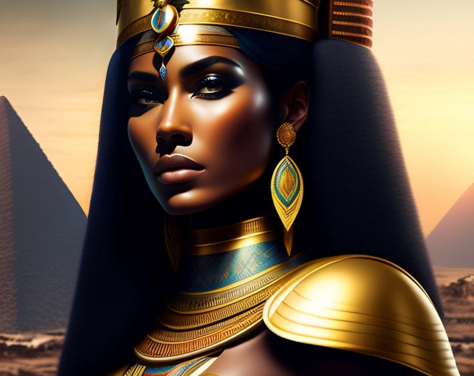 Egyptian Goddess Isis Painting 1 | Print | Instant Digital Download | Modern Wall Art | Woman Portrait | Black Hair | Black Girl | Maat