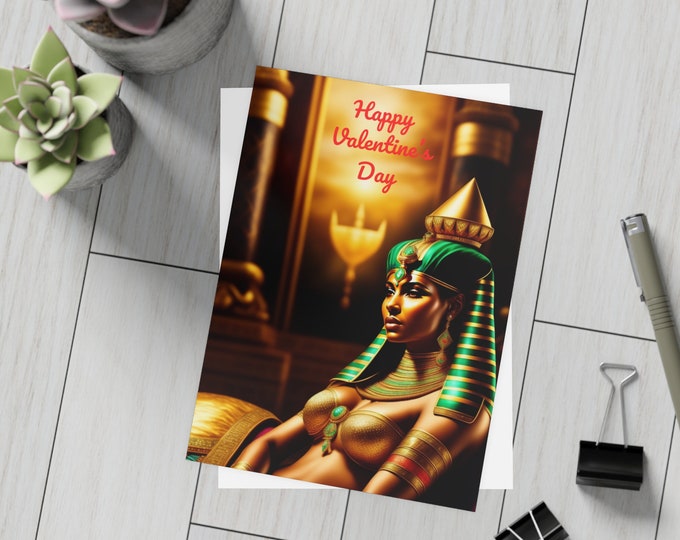 Valentines Day Cards with Queen Cleopatra Painting 37, Love Card, Postcard, Afro Art, Afrocentric, Black Excellence, Egyptian, Ancient Egypt