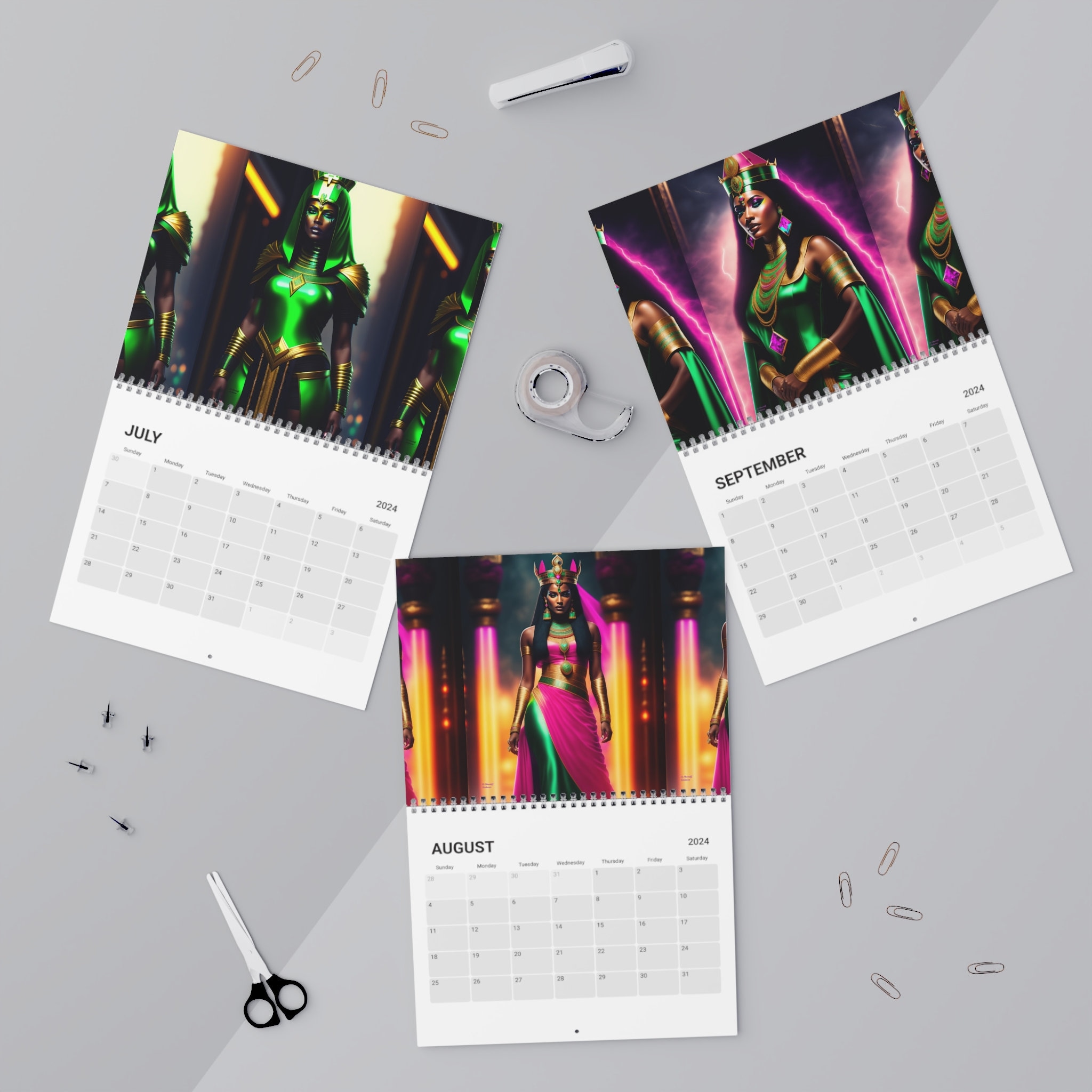 Egyptian Goddess 2024 Calendar, Monthly Calendar, 2024 Planner, 2024
