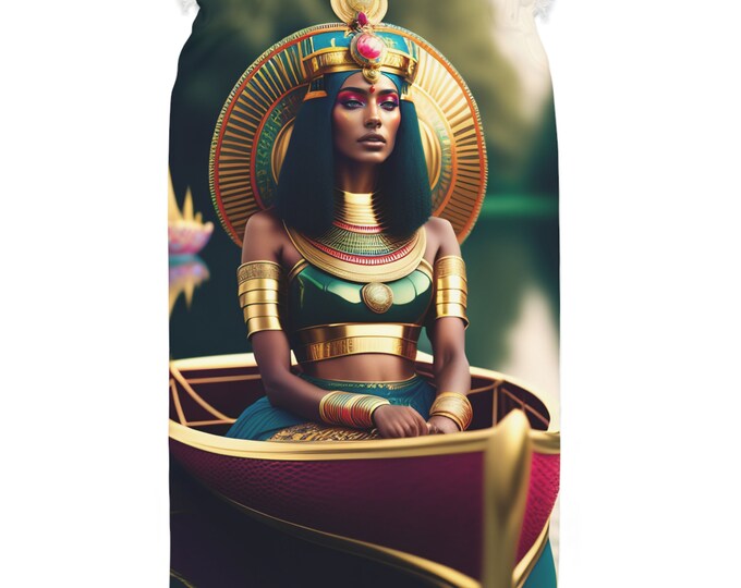 Christmas Santa Sack Bag with Queen Nefertiti Painting 36, Bag for Presents, Gift Bags, Velour Fabric, African Woman, Black Artist Painting