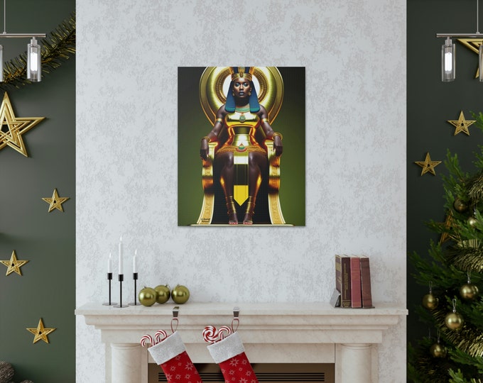 Egyptian Queen Nefertiti Painting 4, Wall Art, Canvas, African American Art, Black Queen, Thoughtful Gift for Her, Room Decor Arts -Gifts