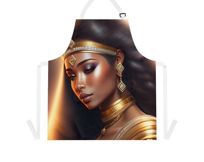 Apron with Egyptian Queen Cleopatra Painting 36, Afrocentric Apron, Cooking Apron, Artist, Gardening, Pampered Chef, Gift for Black Chef