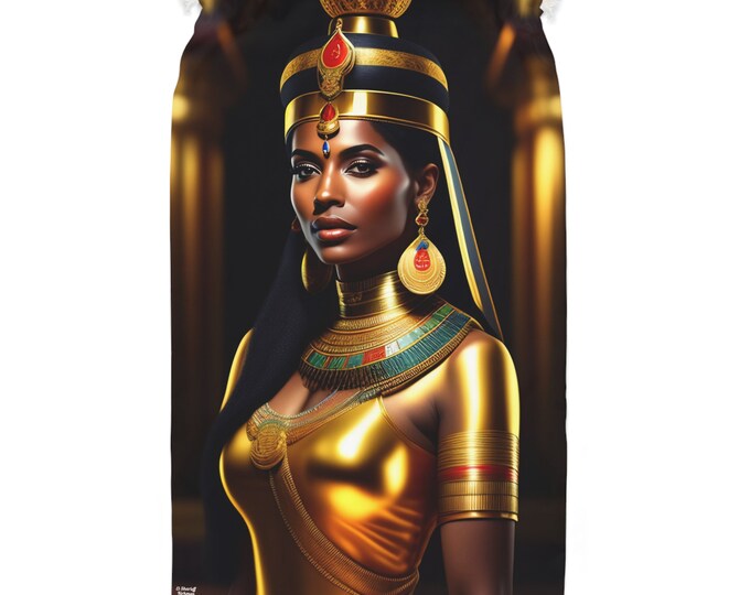 Christmas Santa Sack Bag with Queen Cleopatra Painting 10, Holiday Gift Bag, Xmas Decor, Velour Fabric, Black Artwork, Afrocentric Art