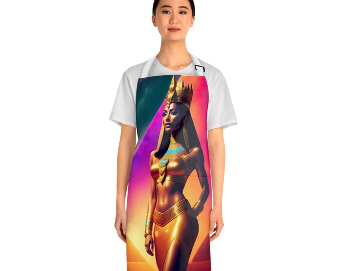 Apron with Egyptian Queen Nefertiti Painting 45, Apron with Pockets, Cooking Apron, BBQ Apron, Pottery Apronn, Artist, Black Girl Magic, Art