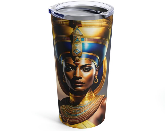 20oz Tumbler with Queen Nefertiti Painting 1, Coffee Cup, Drinkware, Black Art, Tea, Office Mug, Gifts for Her, Espresso Cup, Arts -Gifts