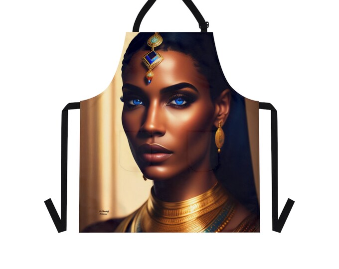 Apron with Egyptian Queen Cleopatra Painting 20, Afrocentric Apron, Cooking, Chef Gifts, Pottery Apron, Pampered Chef, Gift for Black Chef