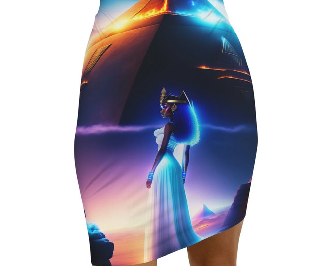 Egyptian Goddess Isis Painting 18 Mini Skirt | Spring Clothing | Basic Versatile Stretchy | Grace Modest Skirt | Stretch Knit | Fairy Skirt