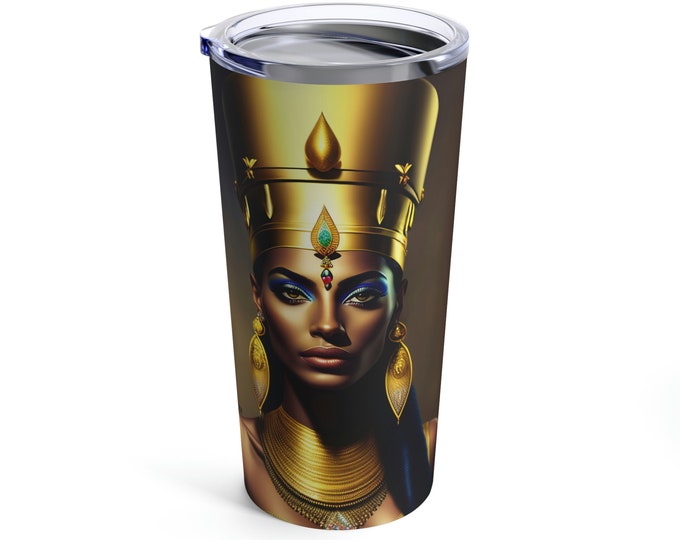 20oz Tumbler with Queen Nefertiti Painting 8, Coffee Cup, Drinkware, Black Art, Tea, Office Mug, Gifts for Her, Espresso Cup, Arts -Gifts